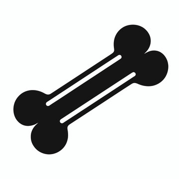 very simple flat and minimalist Dog Bone silhouette in black on a white background