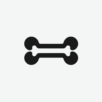 very simple flat and minimalist Dog Bone silhouette in black on a white background