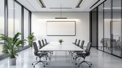 Poster - Modern Conference Room Interior with Natural Light and Minimal Design