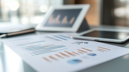 Poster - Business Analytics Presentation with Charts and Devices on Table
