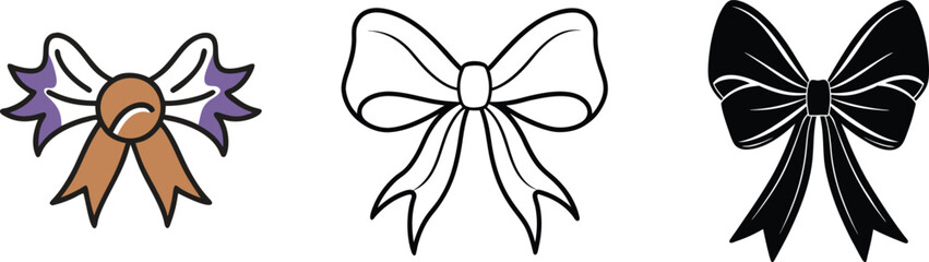 Poster - Three Decorative Bows Brown, White, and Black Ribbon Designs
