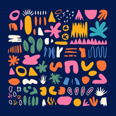 Poster - Abstract Shape Pattern: A vibrant and playful collection of abstract shapes and forms in a diverse array of colors and designs, ideal for creative backgrounds and visual projects. 