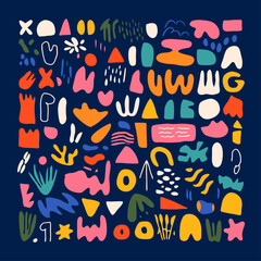 Poster - Abstract Shapes Pattern: A vibrant arrangement of colorful abstract shapes, creating a playful and dynamic visual composition, perfect for modern design applications. 