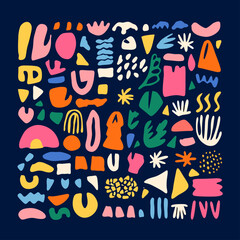 Poster - Abstract Shapes Composition: A vibrant collection of abstract shapes and forms in a kaleidoscope of colors, offering a playful and dynamic visual experience. 