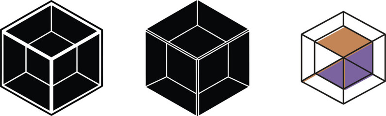 Poster - Three Dimensional Cubes Geometry, Shape, Color, Design, Structure, Solid, Perspective, Optical Ills