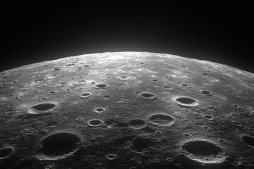 Wall Mural - a close up of a moon with a dark background. moon's surface with craters, isolated on a solid backgr