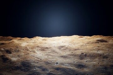 Wall Mural - a dark background with a bright light shining on the ground. moon's surface with craters, isolated o