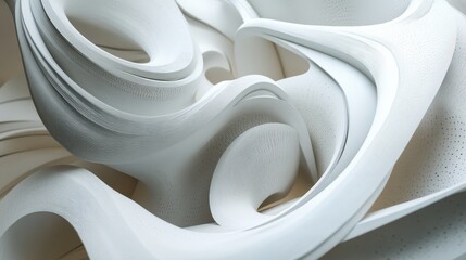 Poster - Elegant Abstract Curves and Patterns in Soft White Tones