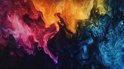 Fototapete - Colorful Abstract Swirls of Fluid Art Creating Cosmic Imagery