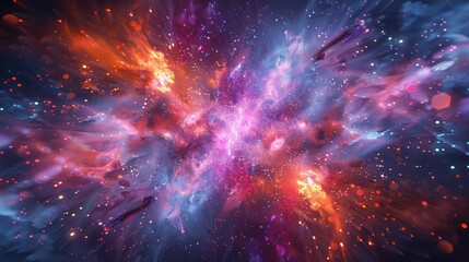 Poster - Vibrant Cosmic Explosion of Color in Space Art Illustration