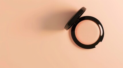 Poster - Elegant Round Makeup Compact with Smooth Powder on Soft Background