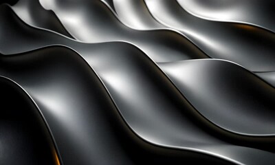 Poster - Abstract waves of dark metallic material, creating a sense of fluidity and depth