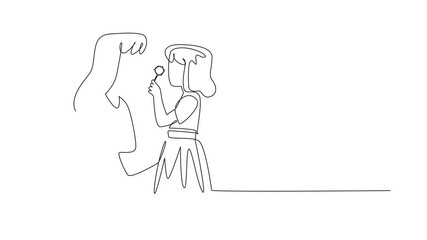Poster - animated self drawing of single one line drawing mother and daughter blowing dandelion. accompany pl