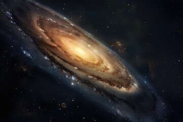 Wall Mural - a spiral galaxy spirals through the cosmos, revealing bright stars and swirling clouds of gas