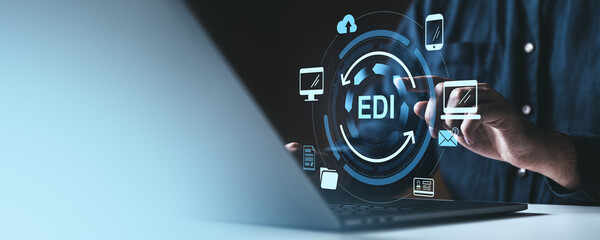 Poster - Electronic data interchange EDI technology concept.