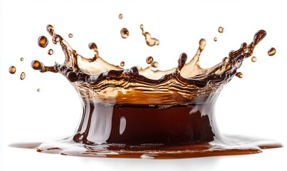 Poster - Dynamic splash of dark liquid creating crown shape with droplets