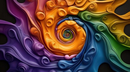 Poster - A vibrant, swirling abstract design featuring a spectrum of colors, creating a mesmerizing spiral pattern that draws the eye inward.