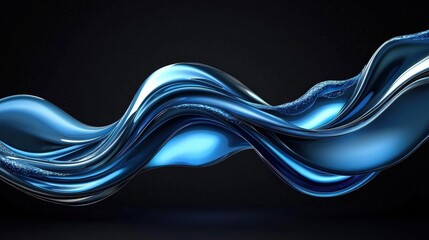 Poster - A fluid, abstract wave of blue hues against a dark background, suggesting movement and elegance.
