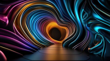 Poster - A vibrant, abstract tunnel with swirling colors, creating a mesmerizing and dynamic visual effect.