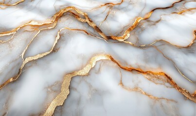 Poster - Elegant white marble texture with golden veins for luxury design projects