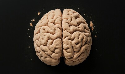 Poster - realistic brain model with textured surface and fine details on black background