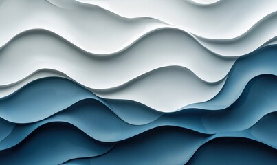Poster - abstract wave patterns in shades of blue and white creating a dynamic visual texture