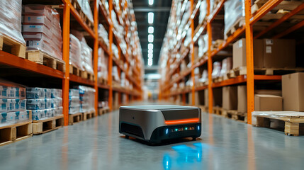 Poster - an ai driven robotic assistant in a warehouse managing inventory and organizing products on shelves,