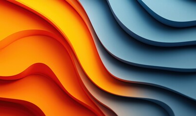 Poster - Colorful abstract wave patterns in orange and blue tones for modern design