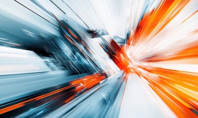 Poster - dynamic abstract composition with vibrant orange and blue streaks of light