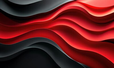 Fototapete - Dynamic Red and Black Wavy Abstract Background for Modern Design Projects