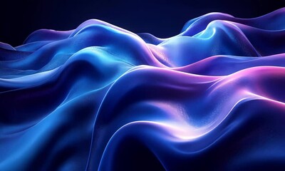 Fototapete - Abstract Wavy Silk Fabric in Motion with Dynamic Lighting and Color Gradients