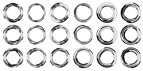 Poster - Set of sci fi black circle user interface elements technology futuristic design modern creative on white background vector