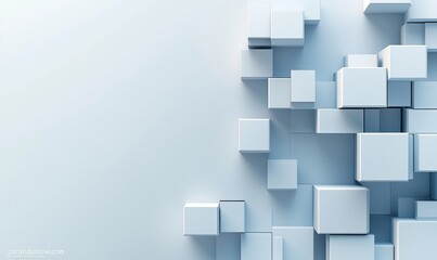 Poster - abstract 3D cubes on light background creating modern minimalist design