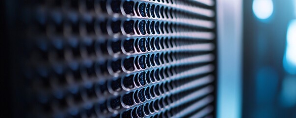 Poster - Server grid closeup showing data center technology