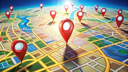 Poster - Abstract Map with Blinking Points for Rescue Operations