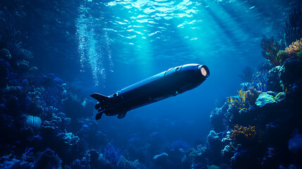Poster - an ai powered autonomous submarine exploring deep sea ecosystems at great depths, deep ocean with re