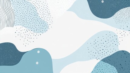 Poster - Abstract background featuring dynamic composition of overlapping blue shapes and dots, creating a sense of fluidity and depth with subtle textures and gradients
