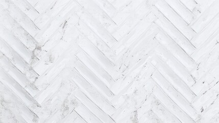 Poster - Weathered white wooden planks arranged in herringbone pattern, creating textured neutral backdrop with rustic architectural elegance and minimalist interior design potential