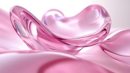 Poster - Delicate pink glass elements blending seamlessly, forming fluid sculptural curves representing contemporary artistic expression with transparent, elegant interplay
