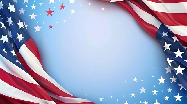 Presidents Day Sale banner with american flag and stars background, Generative AI illustrations. 