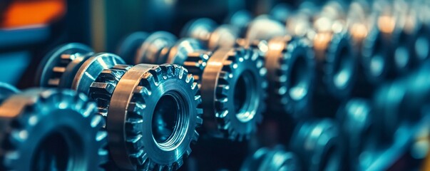 Poster - Industrial gears waiting to be used in a factory