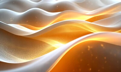 Fototapete - Abstract flowing silk waves background with golden highlights and glittering particles