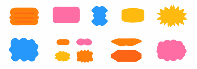 Poster - Colorful Shape Collection: An assortment of diverse, brightly colored geometric shapes, perfect for design, digital art, and visual communication.