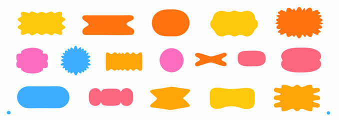 Poster - Colorful Label Collection: A vibrant collection of graphic shapes, designed as labels, bursting with color and creativity.