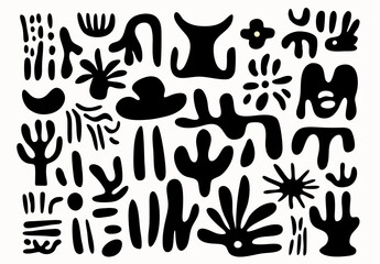 Fototapete - Black and white abstract organic shape with modern art
