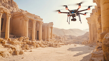 Poster - an ai powered drone surveying archaeological sites for preservation, ancient ruins with real-time da