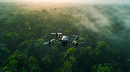 Poster - an ai powered drone surveying forest health and environmental data in a dense forest, vast wildernes