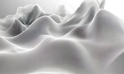 Fototapete - Abstract white waveform landscape background with dynamic smooth undulating shapes