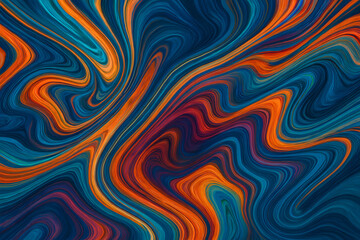 Poster - Abstract Swirl of Colors: Captivating fluid art in a mesmerizing dance of vibrant blues and fiery oranges, creating a dynamic visual texture that evokes movement and energy.