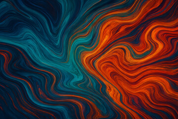 Poster - Abstract Swirls in Deep Blue and Fiery Orange: A captivating artwork of swirling colors, featuring deep blue blending seamlessly with fiery orange, creates an abstract and artistic visual